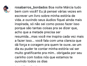 Comentário de participante: já pensou várias vezes em escrever um livro sobre a própria história de vida