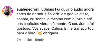 Comentário de participante: sonhou com o livro e capítulos vieram à mente